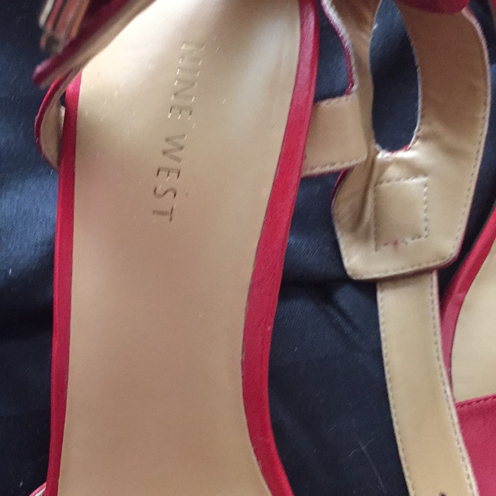 Red leather kitten heels